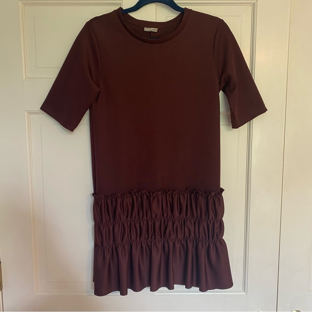 Zara maroon ruffle mini dress​